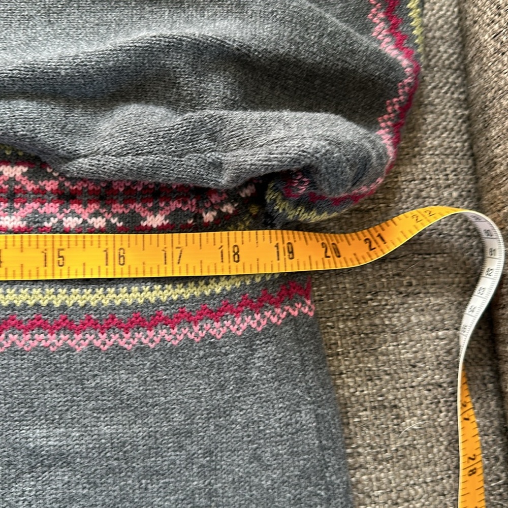 Eddie Bauer Gray Fair Isle Knit Cotton Crewneck Sweater Women's Medium Tall - Picture 4 of 6